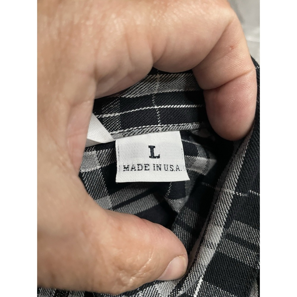 Ben Davis Shirt Mens Large Black Plaid Half 1/4 Zip Short Sleeve Casual Workwear - Picture 4 of 8
